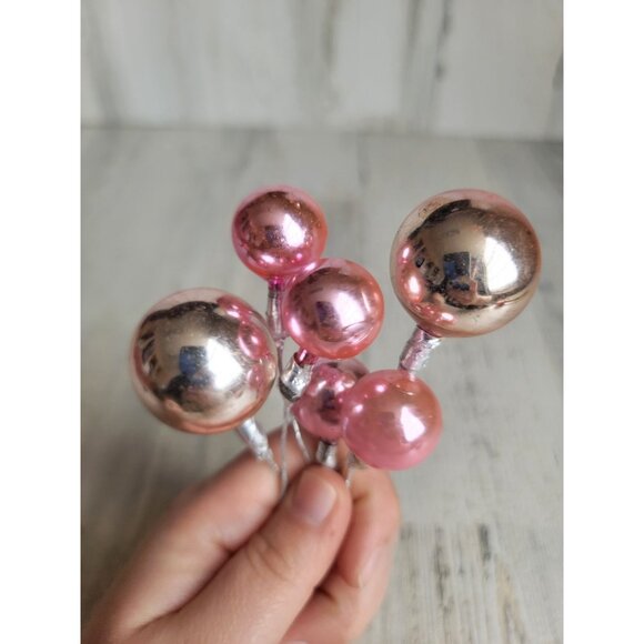 Vintage Mercury pink ball branch pick ornament glass Xmas - Picture 9 of 12